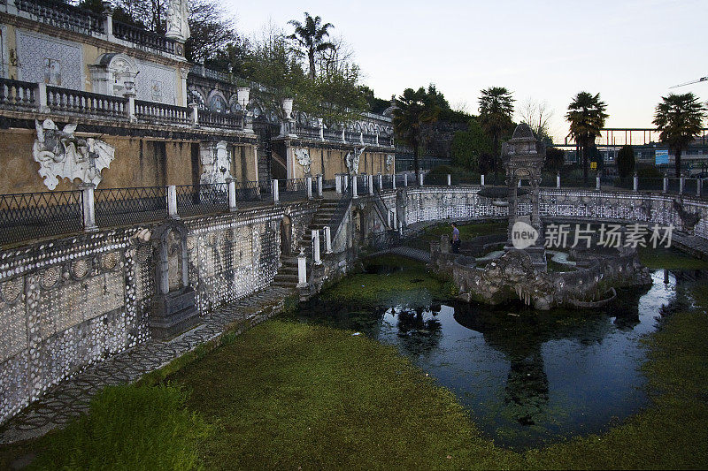 观赏池塘，Pasatiempo, Betanzos，加利西亚，西班牙。